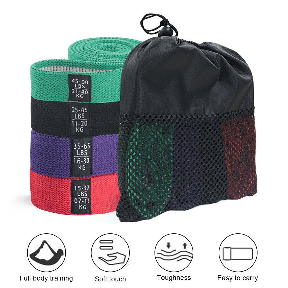 Set de Bandas de Resistencia de Tela - 3 Niveles de Intensidad para Fitness en Casa